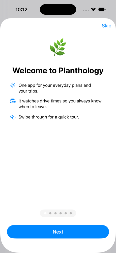 Welcome tour introducing the app's features